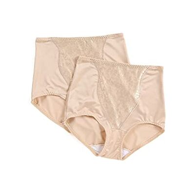 Bali DFX372 Dames shapewear, dubbele ondersteuning, lichte controle, slip met kant fajas, verpakking met 2 stuks, XX-Large Plus Bali DFX372 Dames shapewear, dubbele ondersteuning, lichte controle, slip met kant fajas, verpakking met 2 stuks, XX-Large Plus
