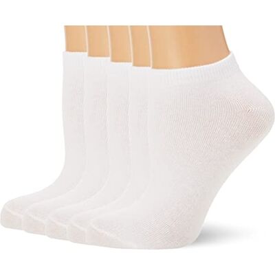 Nur Die 5-pack sneakersokken Classic van ademend katoen comfortabele antislip band voor dames, wit, 39-42 EU Nur Die 5-pack sneakersokken Classic van ademend katoen comfortabele antislip band voor dames, wit, 39-42 EU