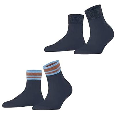 ESPRIT Dames Sokken Retro Glitter Multipack W Sso katoen gedessineerd 2 paar, Blauw Space Blue 6116, 35-38 ESPRIT Dames Sokken Retro Glitter Multipack W Sso katoen gedessineerd 2 paar, Blauw Space Blue 6116, 35-38
