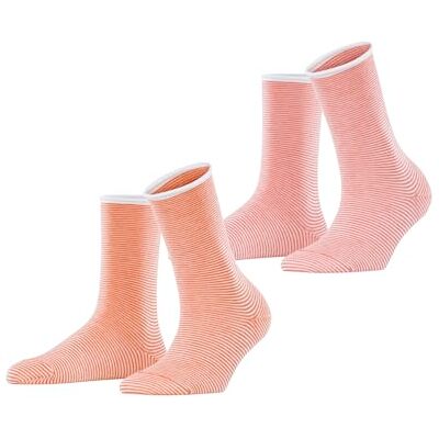 ESPRIT Dames Sokken Allover Stripe Multipack W So katoen gedessineerd 2 paar, Veelkleurig Rot Orange 0180, 35-38 ESPRIT Dames Sokken Allover Stripe Multipack W So katoen gedessineerd 2 paar, Veelkleurig Rot Orange 0180, 35-38