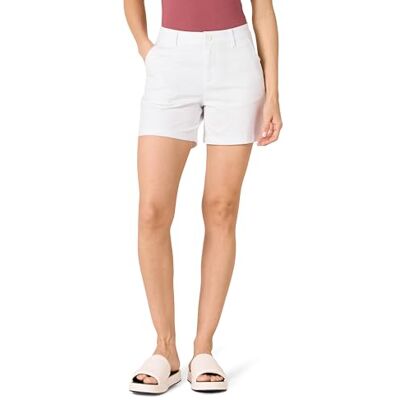 Amazon Essentials Chino short voor dames van 5 inch binnenbeenlengte (verkrijgbaar in rechte en ronde pasvorm), wit, 10 Amazon Essentials Chino short voor dames van 5 inch binnenbeenlengte (verkrijgbaar in rechte en ronde pasvorm), wit, 10