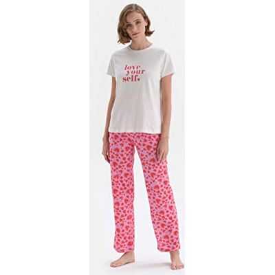 Dagi Dames Cotton Pyjama Set, Wit, XL, wit, XL Dagi Dames Cotton Pyjama Set, Wit, XL, wit, XL