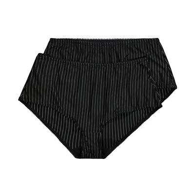 Ulla Popken Midi-Slips, verpakking van 2 stuks, duizend strepen, hoge snit 800279, Zwart, 64-66 Ulla Popken Midi-Slips, verpakking van 2 stuks, duizend strepen, hoge snit 800279, Zwart, 64-66