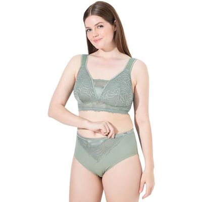 Ulla Popken dames grote maten plus size midislip, kant, microvezel, groen (salie), 42-44 Ulla Popken dames grote maten plus size midislip, kant, microvezel, groen (salie), 42-44