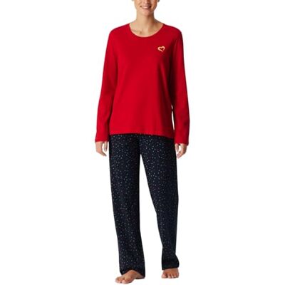 Schiesser Damespyjama, lang, katoen, nachtkleding, Rood_183205, 48 Schiesser Damespyjama, lang, katoen, nachtkleding, Rood_183205, 48