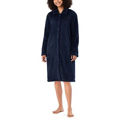 Schiesser Damen Bademantel kuschelig und warm mit Knöpfen Teddy Fleece Schiesser Damen Bademantel kuschelig und warm mit Knöpfen Teddy Fleece