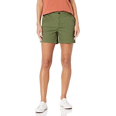 Amazon Essentials Dames Mid-Rise Slim-Fit 5 Inch Binnenbeenlengte Khaki Short (Verkrijgbaar in Rechte en Curvy Fits), Olijf, 16 Amazon Essentials Dames Mid-Rise Slim-Fit 5 Inch Binnenbeenlengte Khaki Short (Verkrijgbaar in Rechte en Curvy Fits), Olijf, 16