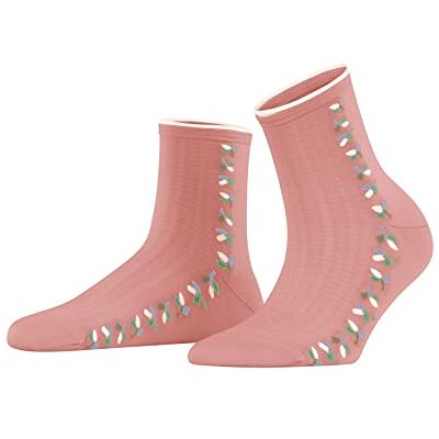 ESPRIT Dames Structured Leaves Katoen Lyocell halfhoog met patroon 1 paar sokken, roze (Wild Rose 8803), 35-38 ESPRIT Dames Structured Leaves Katoen Lyocell halfhoog met patroon 1 paar sokken, roze (Wild Rose 8803), 35-38