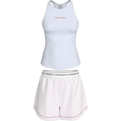 Calvin Dames V DAY TANK SHORT SET LV00QS7580 Set, Wit (CLASSIC WHT W ECHO STREEP CLASSIC), S, Wit (Classic Wht W Echo Stripe Classic), S Calvin Dames V DAY TANK SHORT SET LV00QS7580 Set, Wit (CLASSIC WHT W ECHO STREEP CLASSIC), S, Wit (Classic Wht W Echo Stripe Classic), S