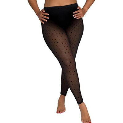 Ulla Popken Dames kousenlegging van mesh, hartjes & stippen panty, zwart, 66-68 Ulla Popken Dames kousenlegging van mesh, hartjes & stippen panty, zwart, 66-68