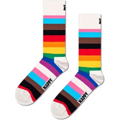 Happy Socks Pride Stripe Katoen Sokken Dames Heren Wit 41-46 Happy Socks Pride Stripe Katoen Sokken Dames Heren Wit 41-46