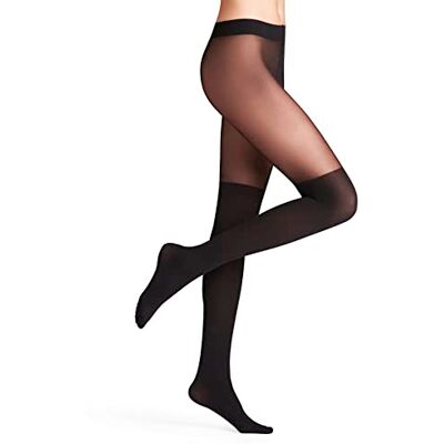 FALKE Dames Panty Overknee 25 DEN W Ti mix sheer ondoorzichtig eenkleurig 1 paar, Zwart Black 3009, L FALKE Dames Panty Overknee 25 DEN W Ti mix sheer ondoorzichtig eenkleurig 1 paar, Zwart Black 3009, L