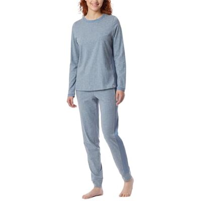 Schiesser Damespyjama lang katoen Nightwear, Jeans-mel._181242, 48 Schiesser Damespyjama lang katoen Nightwear, Jeans-mel._181242, 48