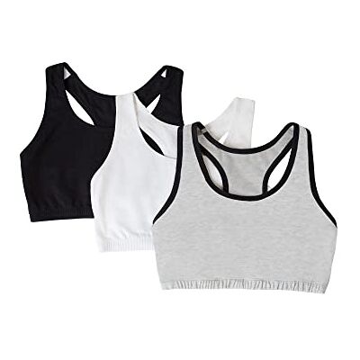 Fruit of the Loom Tankstyle Cotton Bra Sportbeha, ondoorzichtig (verpakking van 4 stuks), grijs met zwart/wit/zwart, 40 Fruit of the Loom Tankstyle Cotton Bra Sportbeha, ondoorzichtig (verpakking van 4 stuks), grijs met zwart/wit/zwart, 40