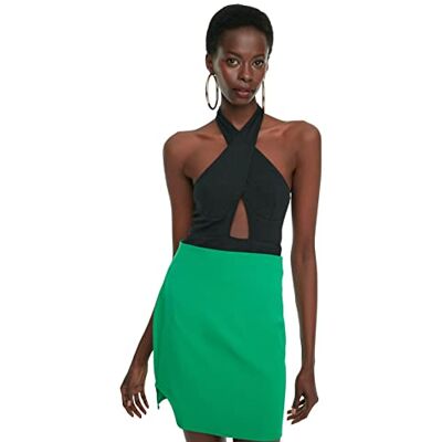 Trendyol Effen gebreide bodysuit voor dames, Zwart, 62 Trendyol Effen gebreide bodysuit voor dames, Zwart, 62