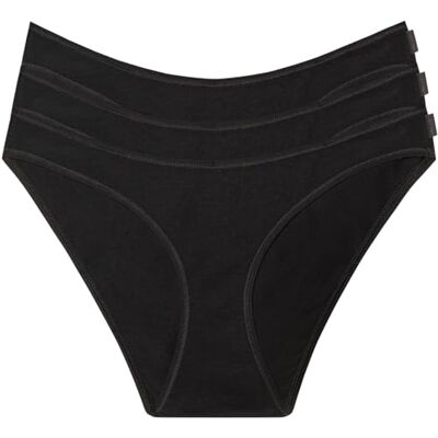 Calvin Damesslip, 3 stuks, katoen, stretch, zwart/zwart, L Calvin Damesslip, 3 stuks, katoen, stretch, zwart/zwart, L