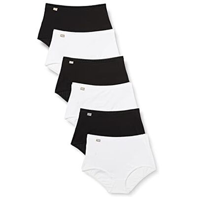 Playtex Korte vrouw essentiële katoenen maxi slip x6, Blanc/Noir, 3XL Playtex Korte vrouw essentiële katoenen maxi slip x6, Blanc/Noir, 3XL