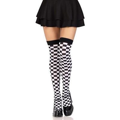 Leg Avenue 6281 Checkerboard Thigh Highs, Einheitsgröße (Schwarz-Weiß) Leg Avenue 6281 Checkerboard Thigh Highs, Einheitsgröße (Schwarz-Weiß)