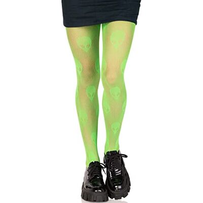 Leg Avenue Dames ondoorzichtige vlam visnet top panty, Green Alien, Eén Maat Leg Avenue Dames ondoorzichtige vlam visnet top panty, Green Alien, Eén Maat