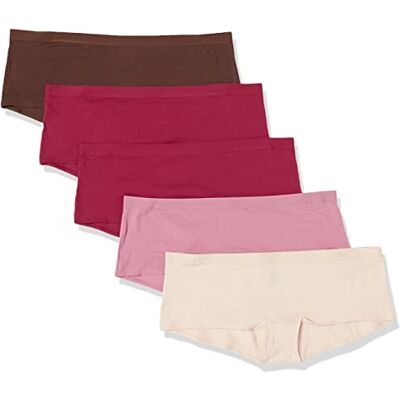 Amazon Essentials Katoenen boyshort voor dames (verkrijgbaar in grote maten), verpakking van 5 stuks, blush/bruin/bordeaux/roze, XX-Small Amazon Essentials Katoenen boyshort voor dames (verkrijgbaar in grote maten), verpakking van 5 stuks, blush/bruin/bordeaux/roze, XX-Small