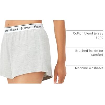 Hanes dames Pyjamabroek Originals Sleep Shorts, Comfywear Lounge Shorts, Pajama Shorts For Women, 2-pack Hanes dames Pyjamabroek Originals Sleep Shorts, Comfywear Lounge Shorts, Pajama Shorts For Women, 2-pack