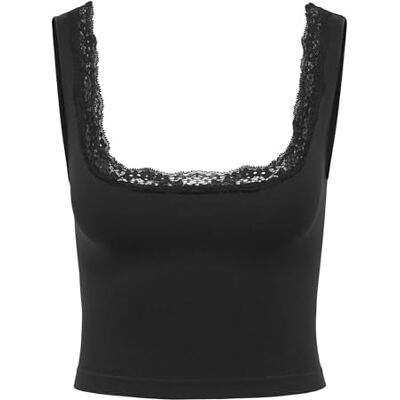 ONLY Dames Onlvicky Lace Singlet Square Neck Acc, zwart, S, zwart, S ONLY Dames Onlvicky Lace Singlet Square Neck Acc, zwart, S, zwart, S
