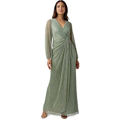 Adrianna Papell Women's Metallic Mesh Draped Gown, Green Slate, 18 Adrianna Papell Women's Metallic Mesh Draped Gown, Green Slate, 18