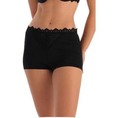 Dagi Black Fashion Gebreide Boxer Regular Waist Lace Short Leg Boyshorts, Zwart, L, zwart, L Dagi Black Fashion Gebreide Boxer Regular Waist Lace Short Leg Boyshorts, Zwart, L, zwart, L