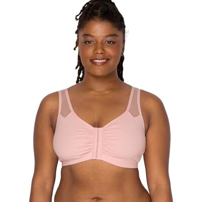 Fruit of the Loom Women's Comfort Front Close Sport Bra with Mesh Straps Bra, Blushing Rose, 40 Fruit of the Loom Women's Comfort Front Close Sport Bra with Mesh Straps Bra, Blushing Rose, 40