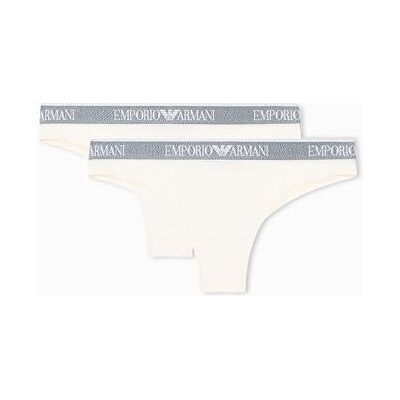 Giorgio Armani Dames logoband 2-pack Braziliaanse halve slip, wit, M, Wit, M Giorgio Armani Dames logoband 2-pack Braziliaanse halve slip, wit, M, Wit, M