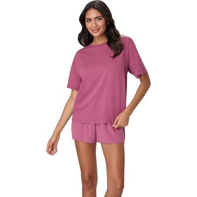 Hanes Originals Supersoft Boxy T-shirt & Sleep Shorts Set, Comfywear Lounge/Sleepwear Pyjamaset (verpakking van 2), Mauve stemming/Mauve stemming, M Hanes Originals Supersoft Boxy T-shirt & Sleep Shorts Set, Comfywear Lounge/Sleepwear Pyjamaset (verpakking van 2), Mauve stemming/Mauve stemming, M
