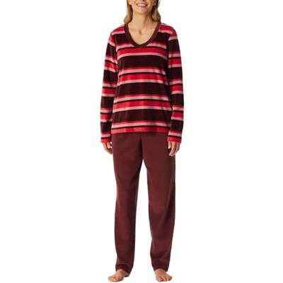 Schiesser Damespyjama, lang, zonder boorden, velours, nachtkleding, pyjamaset, Bourgondië_183059, 48 Schiesser Damespyjama, lang, zonder boorden, velours, nachtkleding, pyjamaset, Bourgondië_183059, 48