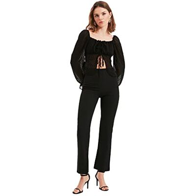 Trendyol Vrouwen Broek Zwart petite high certain pants, Zwart, 42 Trendyol Vrouwen Broek Zwart petite high certain pants, Zwart, 42