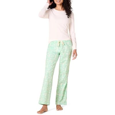 Amazon Essentials Lichtgewicht flanellen damesbroek en T-shirt met lange mouwen slaap (verkrijgbaar in grote maten), bosdieren-set, XXS Amazon Essentials Lichtgewicht flanellen damesbroek en T-shirt met lange mouwen slaap (verkrijgbaar in grote maten), bosdieren-set, XXS