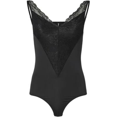 PIECES Dames Pcolivia Sl Lace Bodystocking Noos, zwart, M PIECES Dames Pcolivia Sl Lace Bodystocking Noos, zwart, M