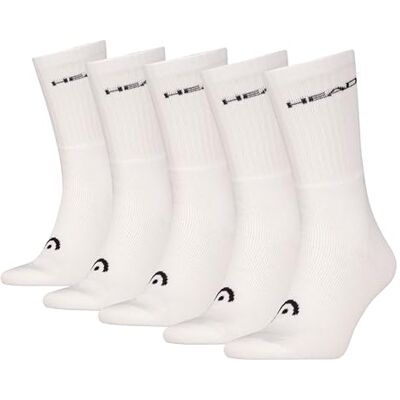 HEAD Unisex All Sports Crew Sock (set van 5), wit, 39-42 EU HEAD Unisex All Sports Crew Sock (set van 5), wit, 39-42 EU