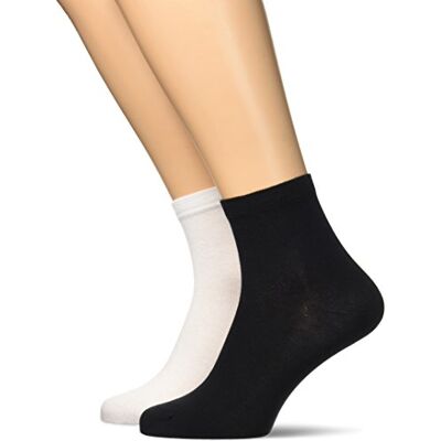 DIM Damessokken, katoen, comfort, 2 stuks, Wit/Zwart, 35-38 EU DIM Damessokken, katoen, comfort, 2 stuks, Wit/Zwart, 35-38 EU