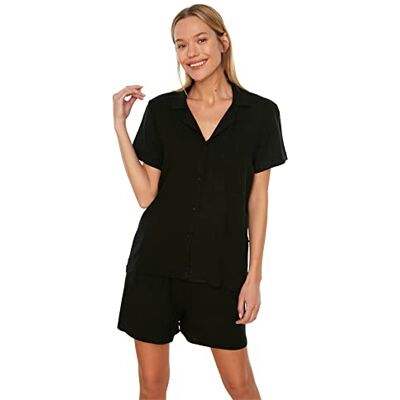 Trendyol Black Viscose Woven Pajama's Kit dames Pyjamaset Trendyol Black Viscose Woven Pajama's Kit dames Pyjamaset