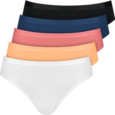 Nur Die Set van 5 mini-slips, meerkleurig van katoen, stretch, ondergoed, onderbroeken, basic, multipack voor dames Nur Die Set van 5 mini-slips, meerkleurig van katoen, stretch, ondergoed, onderbroeken, basic, multipack voor dames