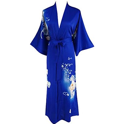 Ledamon Women's Kimono Long Robe Classic Floral Nightgown Bathrobe Sleepwear (Sapphire blue) Ledamon Women's Kimono Long Robe Classic Floral Nightgown Bathrobe Sleepwear (Sapphire blue)