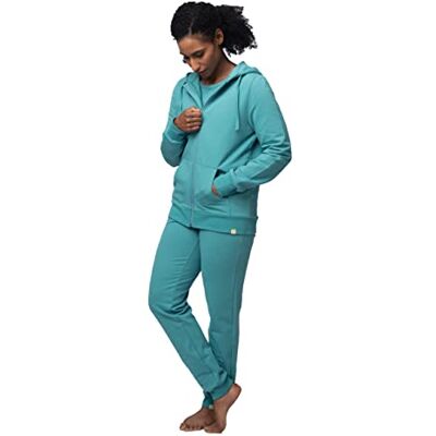 greenjama Hoodie voor dames in zachte sweatkwaliteit, GOTS-gecertificeerd sweatjack, Topaz, 42 greenjama Hoodie voor dames in zachte sweatkwaliteit, GOTS-gecertificeerd sweatjack, Topaz, 42