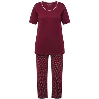 Ulla Popken Schlafanzug, punkte, ronde hals, halbarm piamaset voor dames, Bordeaux rood, 42-44 Ulla Popken Schlafanzug, punkte, ronde hals, halbarm piamaset voor dames, Bordeaux rood, 42-44
