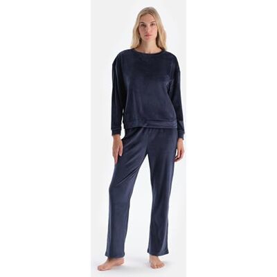 Dagi Crew Neck Long Sleeve Velvet Pajama Set dames pyjama set Dagi Crew Neck Long Sleeve Velvet Pajama Set dames pyjama set