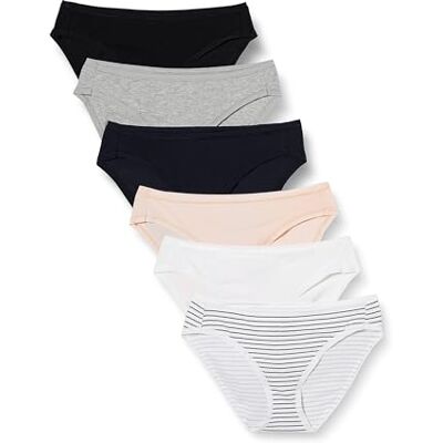 Amazon Essentials Women's Katoenen onderbroek in bikinimodel (verkrijgbaar in grote maten), Pack of 6, Heide/Streep/Veelkleurig, 38 Amazon Essentials Women's Katoenen onderbroek in bikinimodel (verkrijgbaar in grote maten), Pack of 6, Heide/Streep/Veelkleurig, 38