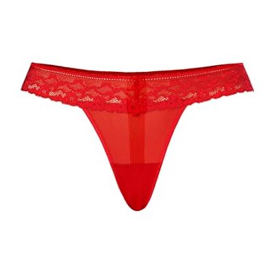 Teyli Klassieke string voor dames: elegant, licht en comfortabel, benadrukt het figuur, van mesh met een vleugje kant., Rood, XL grote maten Teyli Klassieke string voor dames: elegant, licht en comfortabel, benadrukt het figuur, van mesh met een vleugje kant., Rood, XL grote maten