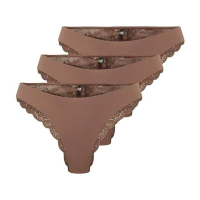 ONLY Dames Onlchloe Lace Brazil 3-Pack Noos Acc, Cognac, S (3-pack), cognac, S ONLY Dames Onlchloe Lace Brazil 3-Pack Noos Acc, Cognac, S (3-pack), cognac, S