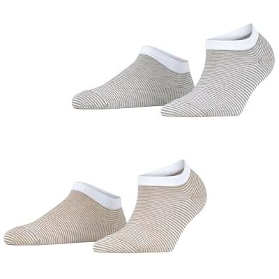 ESPRIT Dames Korte sokken Fine Stripe Multipack W Sn katoen kort gedessineerd 2 paar, Veelkleurig Beige Brown 0190, 35-38 ESPRIT Dames Korte sokken Fine Stripe Multipack W Sn katoen kort gedessineerd 2 paar, Veelkleurig Beige Brown 0190, 35-38