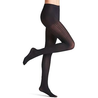 FALKE Dames Panty Prime Rib 60 DEN W Ti halfdoorzichtig gedessineerd 1 paar, Zwart Black 3009, M FALKE Dames Panty Prime Rib 60 DEN W Ti halfdoorzichtig gedessineerd 1 paar, Zwart Black 3009, M