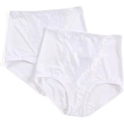 Bali DFX372 Dames shapewear, dubbele ondersteuning, lichte controle, slip met kant fajas, verpakking met 2 stuks, XX-Large Plus Bali DFX372 Dames shapewear, dubbele ondersteuning, lichte controle, slip met kant fajas, verpakking met 2 stuks, XX-Large Plus