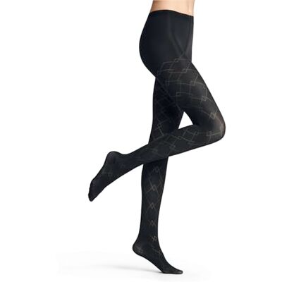 FALKE Dames Panty Check Mate 60 DEN W Ti halfdoorzichtig gedessineerd 1 stuk, Blauw Marine 6179, M FALKE Dames Panty Check Mate 60 DEN W Ti halfdoorzichtig gedessineerd 1 stuk, Blauw Marine 6179, M